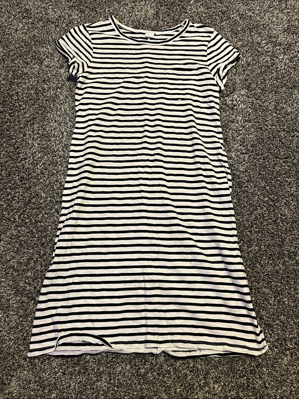 GAP Black & White Striped Short-Sleeve Mini Dress